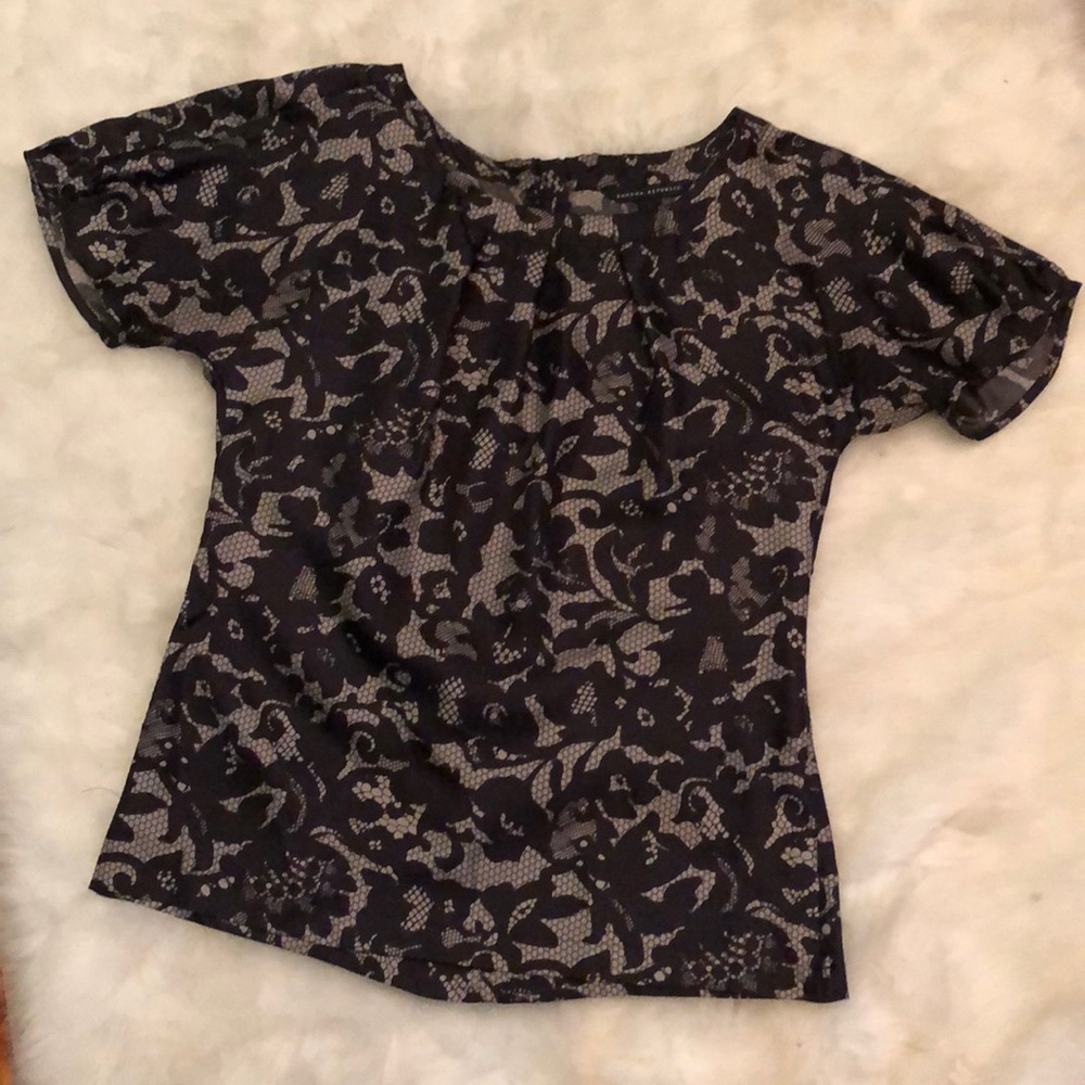 Banana Republic Lace Print Silk Blouse
